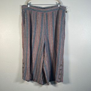 Madewell stripped wide leg multi colored linen pants size 3X